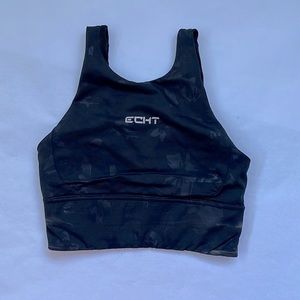 ECHT BLACK HIGH NECK LONG CROP SPORTS BRA